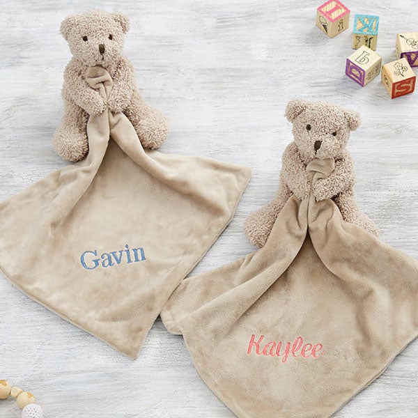 personalized bear lovey and blanket set monogrammed girl baby blanket custom embroidered new baby gift first teddy bear Christmas gift