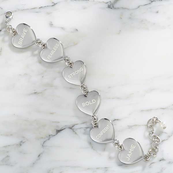 Custom Engraved Personalized Heart Bracelet - 24901