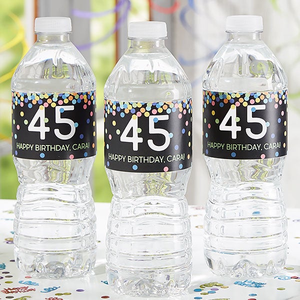 Birthday Confetti Personalized Water Bottle Labels - 24905