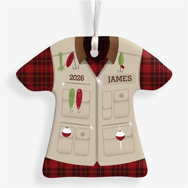 Fishing Vest Personalized T-Shirt Ornaments - 24911
