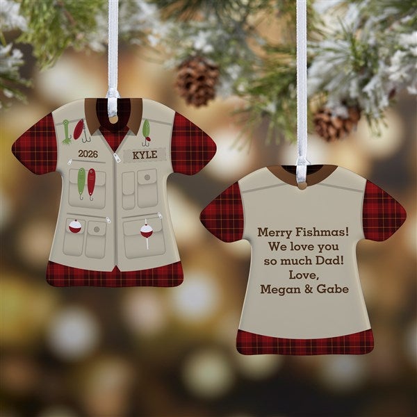 Fishing Vest Personalized T-Shirt Ornaments - 24911