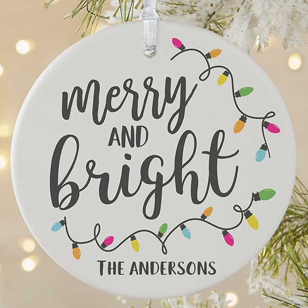 Merry & Bright Personalized Christmas Ornaments - 24922