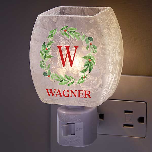 Watercolor Wreath Personalized Frosted Christmas Night Light - 24951