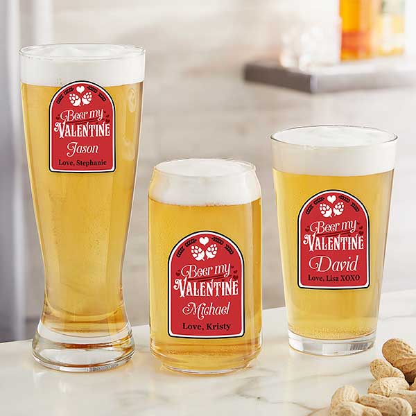 Beer My Valentine Personalized Beer Glasses - 24960