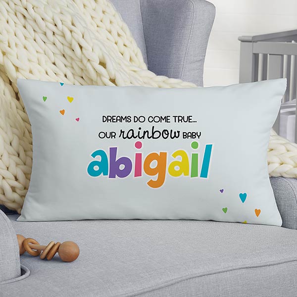 Rainbow Baby Personalized Lumbar Keepsake Pillow Baby Gifts