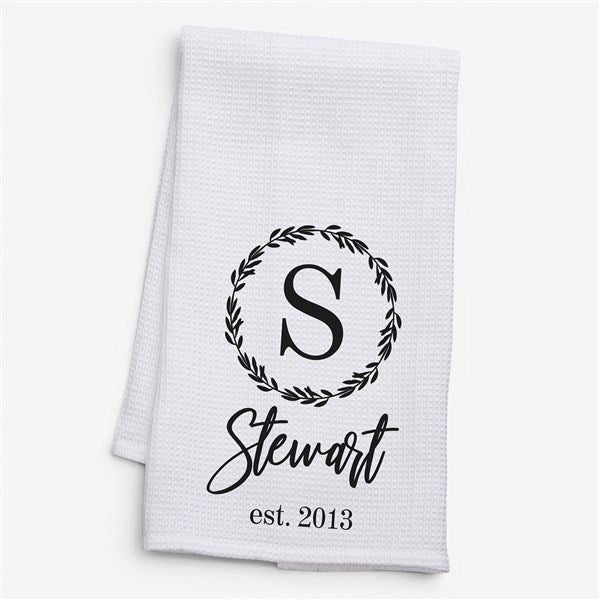 Laurel Monogram Personalized Waffle Weave Kitchen Towel - 24969