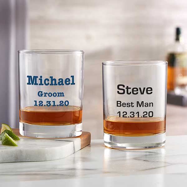 Groomsmen 14oz Custom Printed Whiskey Glasses
