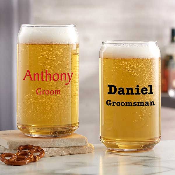 Groomsmen 16oz Custom Printed Beer Can Glasses - 24994