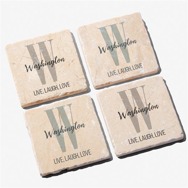 Farmhouse Initial Personalized Tumbled Stone Coasters - Set of 4 - 24999