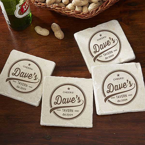 Brewing Co. Personalized Tumbled Stone Coasters - Set of 4 - 25001