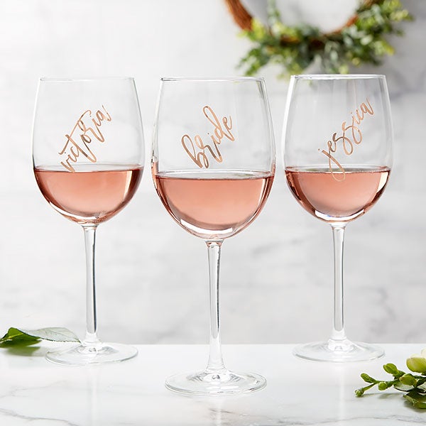 Personalized Etched Wine Glass with Designer Script Name