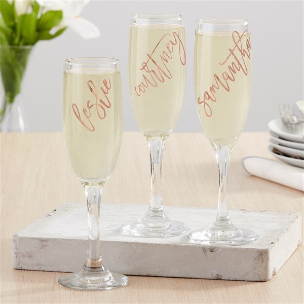 Personalized Vinyl Rose Champagne Glasses - 25005
