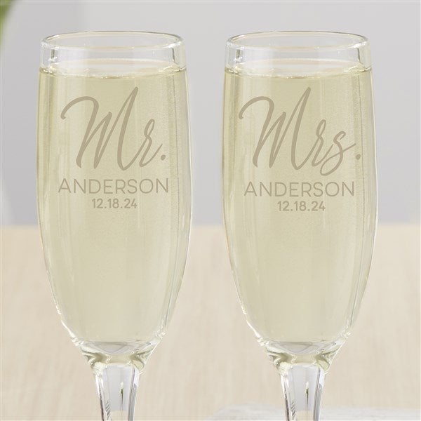 Stamped Elegance Personalized Wedding Champagne Flute Set - 25008