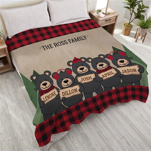 Personalized Christmas Blankets - Holiday Bear Family - 25017