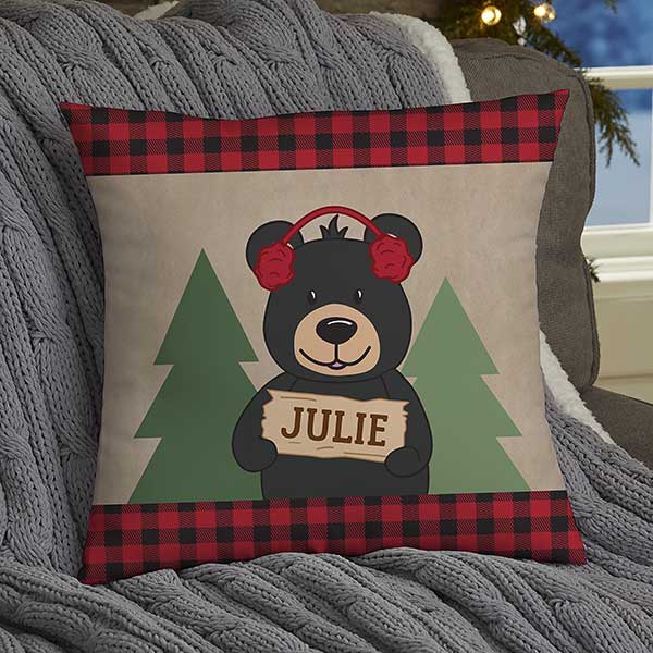 Holiday Bear Family Personalized Christmas Throw Pillows - 25024