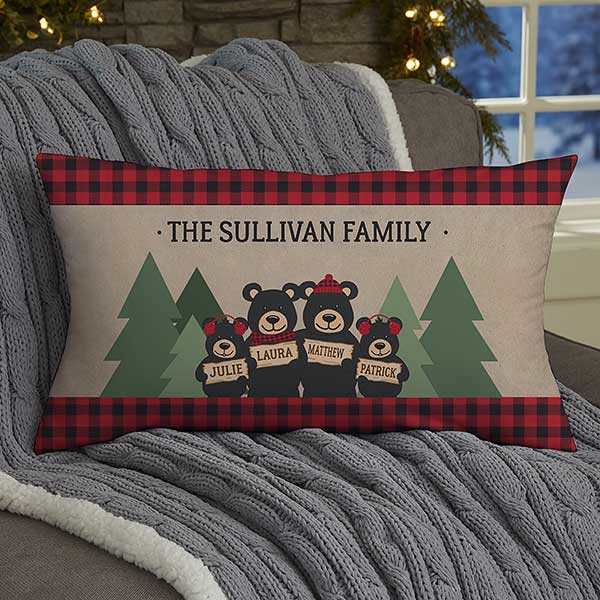 Holiday Bear Family Personalized Christmas Throw Pillows - 25024