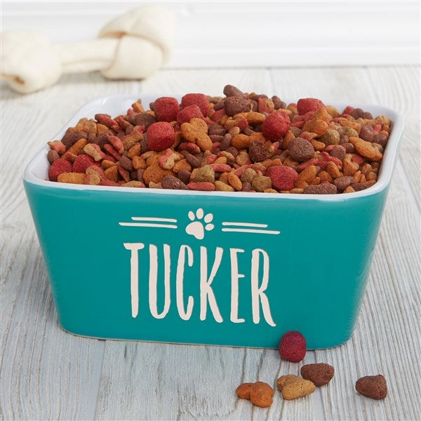 Pet Icon Personalized Ceramic Square Dog Bowls - 25032