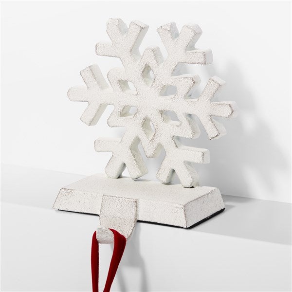 White Cast Iron Snowflake Stocking Holder - 25052