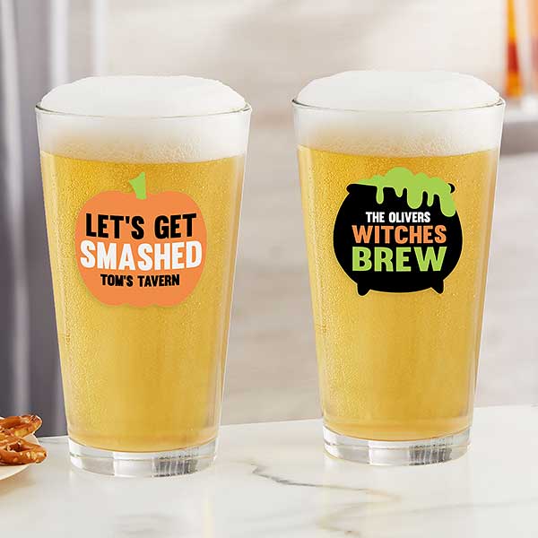 Personalized Halloween Beer Glasses - Let's Get Smashed - 25063