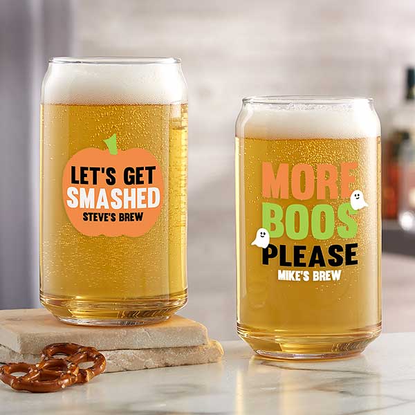 Personalized Halloween Beer Glasses - Let's Get Smashed - 25063