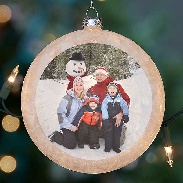 Holiday Photo Lightable Frosted Glass Ornament - 25067
