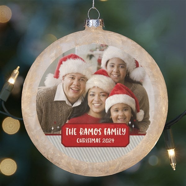 Christmas Photo Lightable Frosted Glass Photo Ornaments - 25068