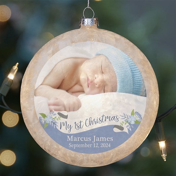 Baby's 1st Christmas Lightable Frosted Glass Photo Ornaments - 25070