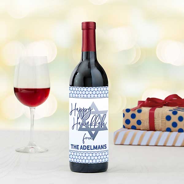 Hanukkah Personalized Wine Bottle Labels - 25076