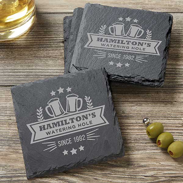 Personalised Slate Coaster Anniversary Gift Heart Square Monogrammed Initials 