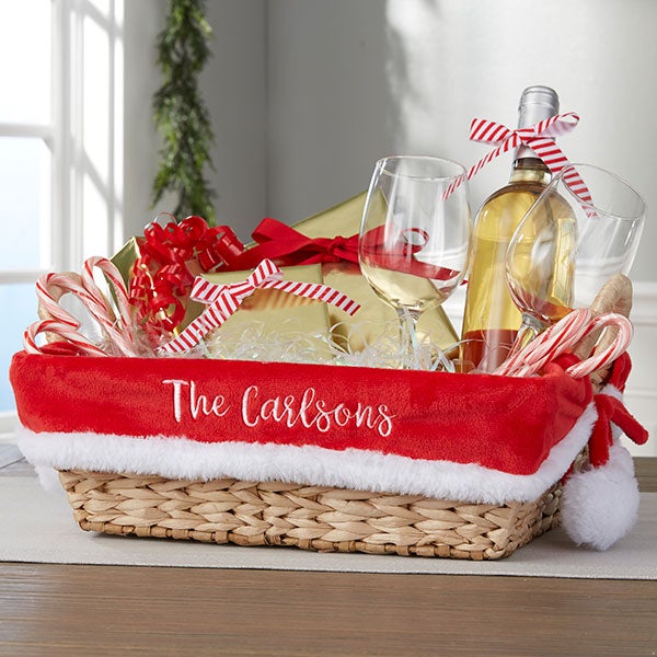 Santa Personalized Christmas Gift Basket & Liner - 25104