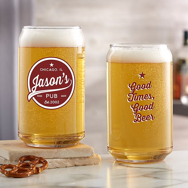 beer can glass personalized