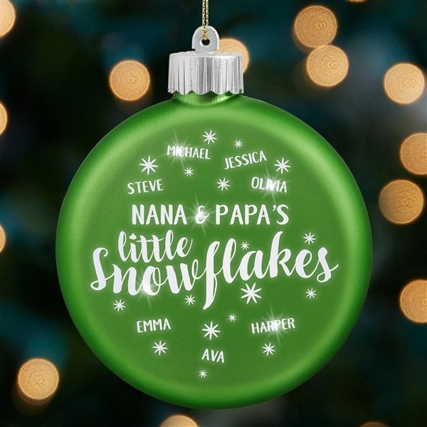 Little Snowflakes Personalized LED Light Up Red Glass Ornament - 25145