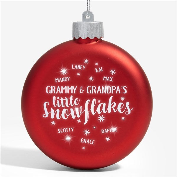Little Snowflakes Personalized LED Light Up Red Glass Ornament - 25145