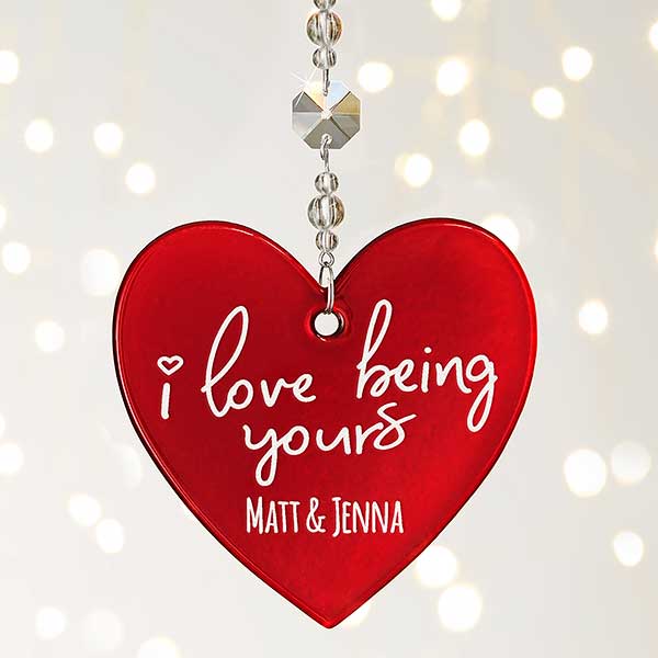 I Love Being Yours Personalized Metallic Red Heart Ornament - 25152
