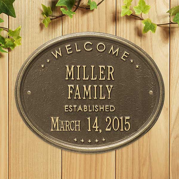 Established Family Welcome Personalized Aluminum Plaques - 25188D