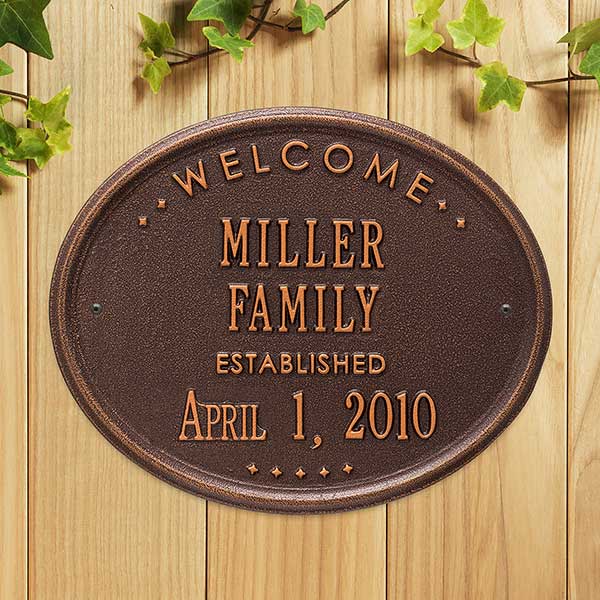 Established Family Welcome Personalized Aluminum Plaques - 25188D