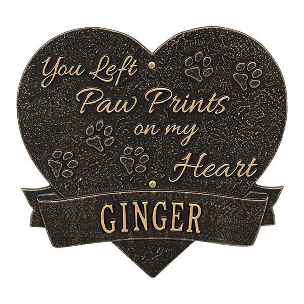 Personalized Pet Memorial Plaques - Paw Print Heart - 25225D