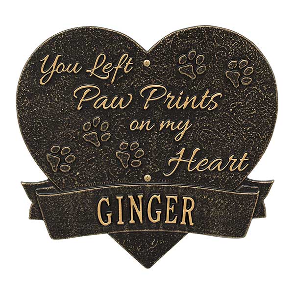 Personalized Pet Memorial Plaques - Paw Print Heart - 25225