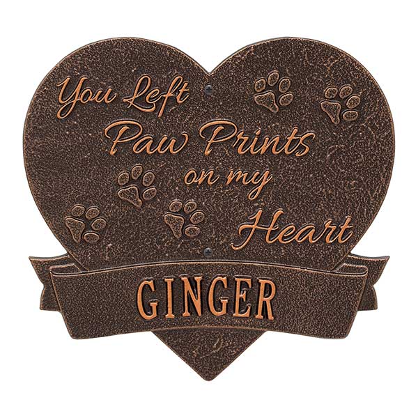 Personalized Pet Memorial Plaques - Paw Print Heart - 25225D