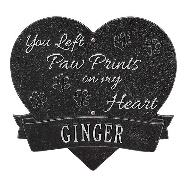 Personalized Pet Memorial Plaques - Paw Print Heart - 25225