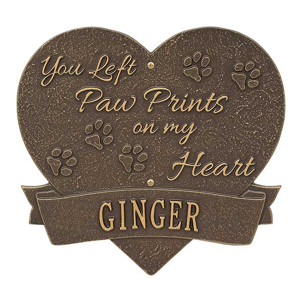 Personalized Pet Memorial Plaques - Paw Print Heart - 25225D
