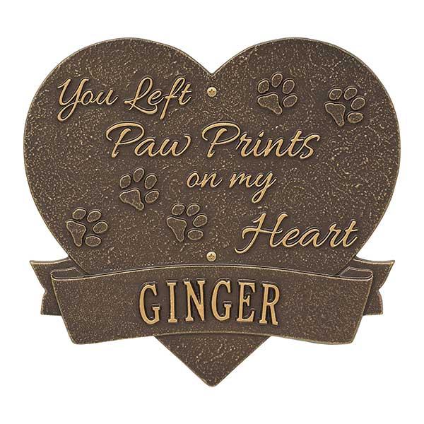 Personalized Pet Memorial Plaques - Paw Print Heart - 25225