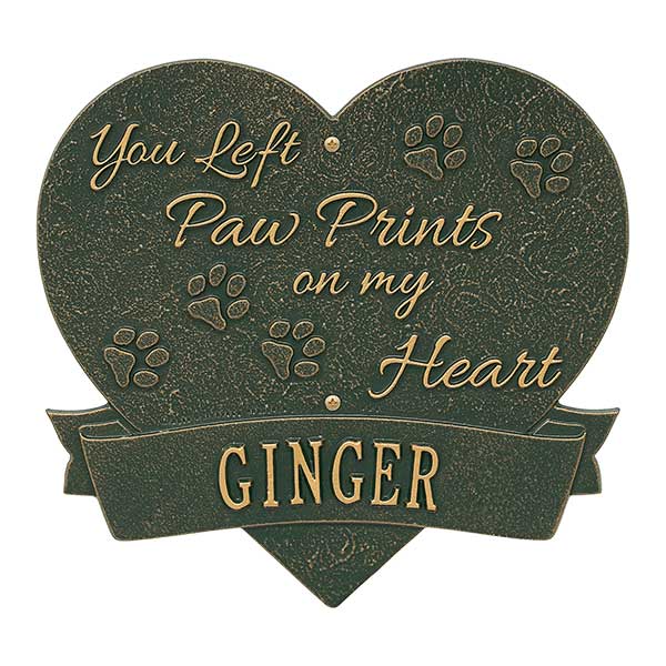 Personalized Pet Memorial Plaques - Paw Print Heart - 25225D