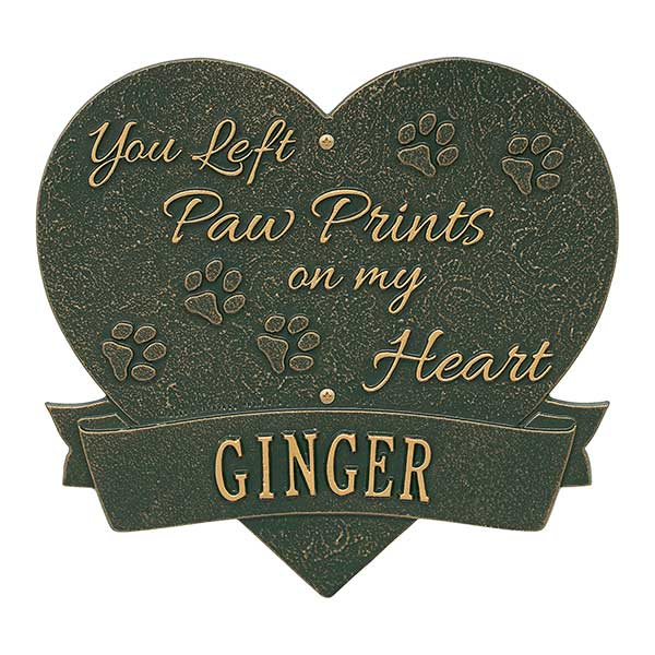 Personalized Pet Memorial Plaques - Paw Print Heart - 25225