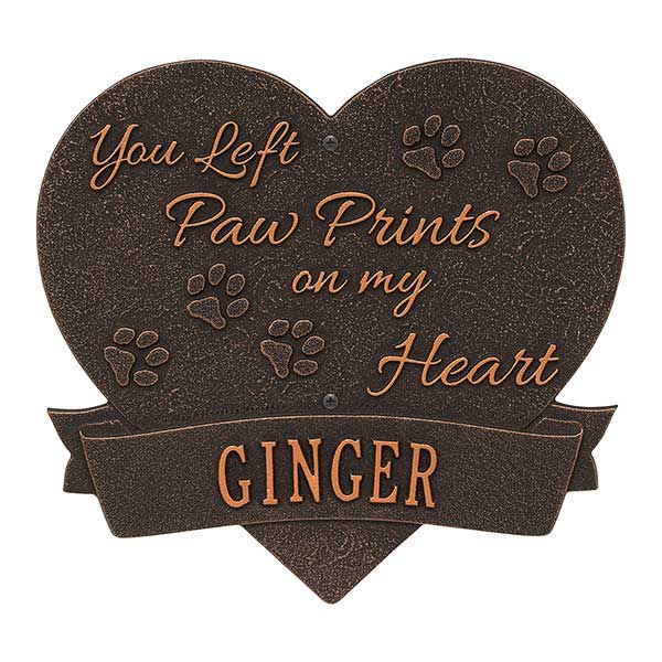 Personalized Pet Memorial Plaques - Paw Print Heart - 25225D