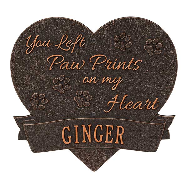 Personalized Pet Memorial Plaques - Paw Print Heart - 25225