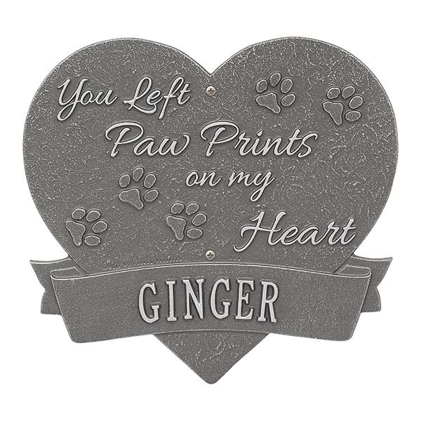 Personalized Pet Memorial Plaques - Paw Print Heart - 25225