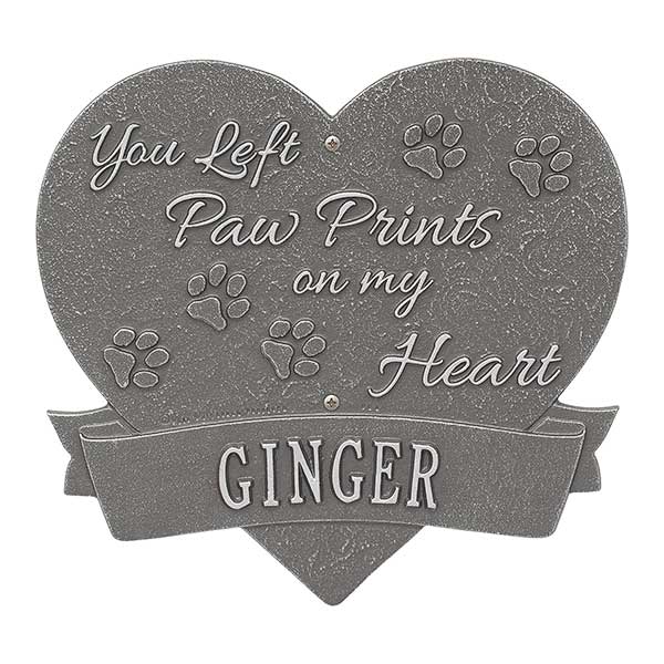 Personalized Pet Memorial Plaques - Paw Print Heart - 25225D
