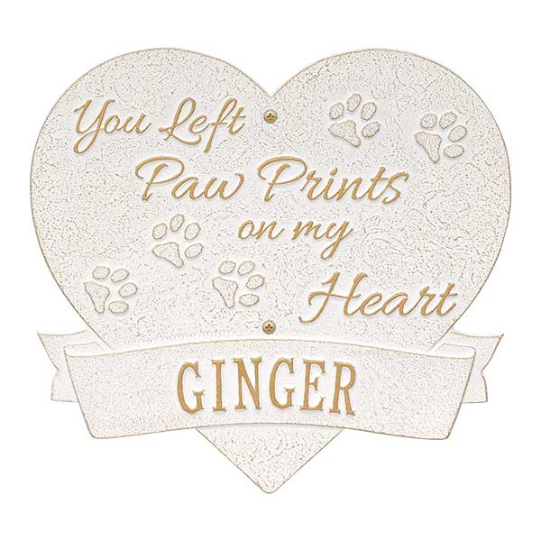 Personalized Pet Memorial Plaques - Paw Print Heart - 25225