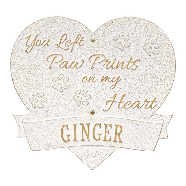 Personalized Pet Memorial Plaques - Paw Print Heart - 25225D